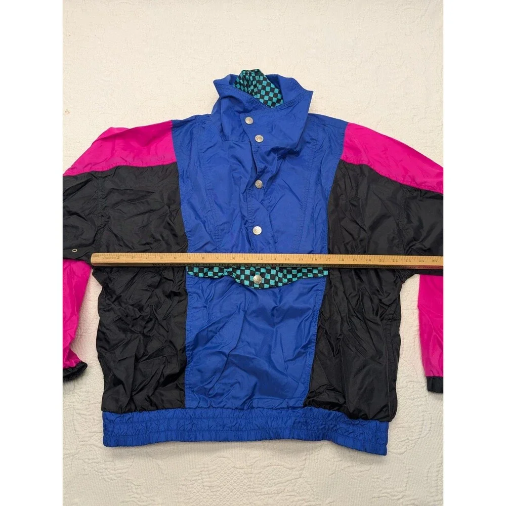 Ocean Pacific OP Vintage 80s 90s Windbreaker Jacket Neon Green Pink Purple Beach
